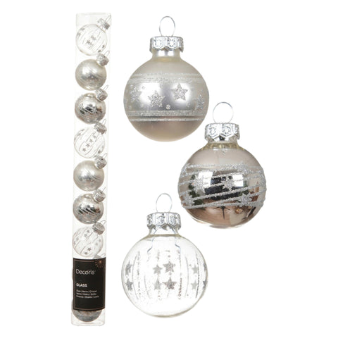Kugelmix Glas 9er silber 3cm