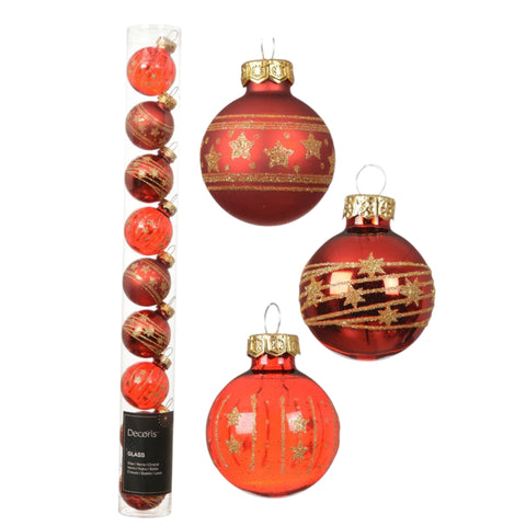 Kugelmix Glas 9er weihnachtsrot 3cm