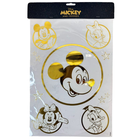 Window Stickers Mickey & friends gold foil A3