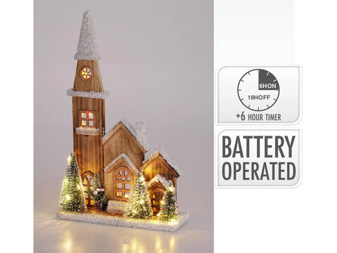 Kirche mit LED 43cm