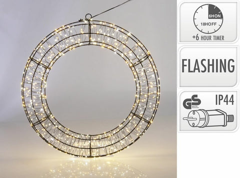 Metallring 58cm blikend 840 LEDs warmweiß amber