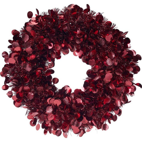 Kranz Tinsel 46cm Dunkelrot