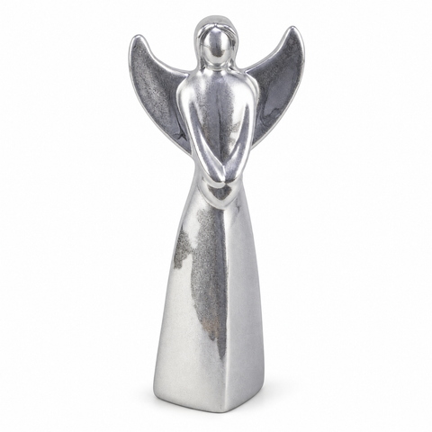 Engel Keramik silber matt 13x8.5x30cm