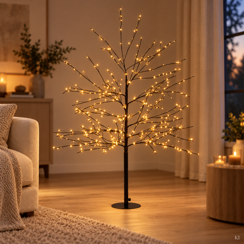 Baum Micro-LED schwarz 120cm 600LED Flash klassischwarm