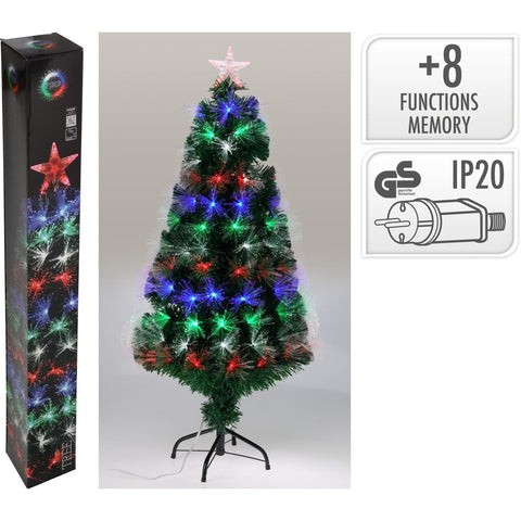 Weihnachtsbaum 120 cm aus faseroptik mit mehrfarbigen lichtern und stern als spitze für festliche dekoration
