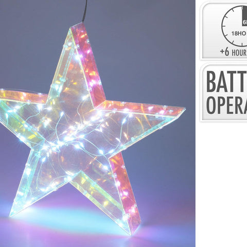Transluzenter sternregenbogen led lichtstern 30cm mit fünf spitzen und eingebetteten led in regenbogenfarben