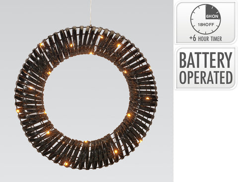 Kranz 40cm mit LED Schwarz