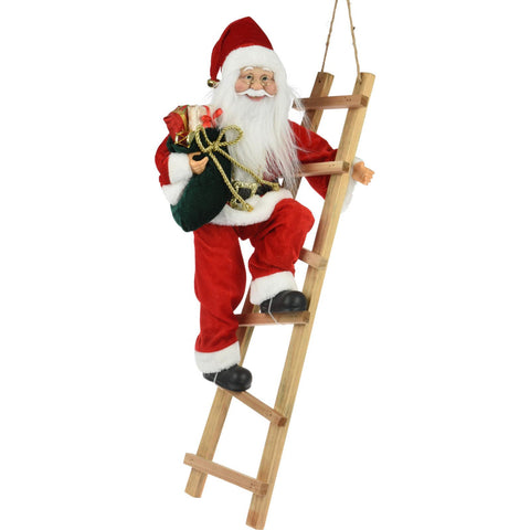 Weihnachtsmann auf Treppe Rot
