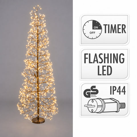 Goldene baumförmige led-lichtdekoration 100 cm mit 600 warmweißen flackernden leds