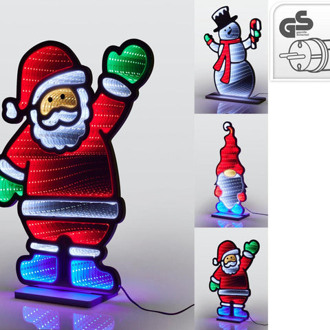 Spiegelfigur led 45 cm santa claus dekoleuchte mit rot-grünen led-lichtern und schwarzer umrandung