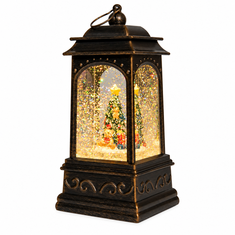 Laterne Weihnachtsbaum in Glitzer Wasser LED
