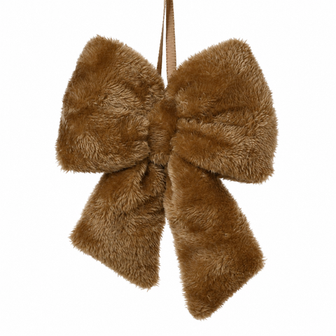 Schleife Fell braun beige Plüsch 5x17x23cm