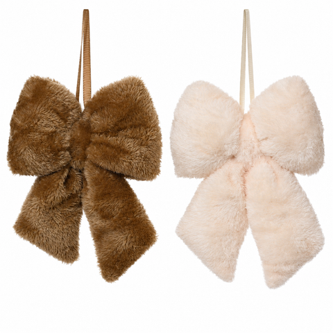 Schleife Fell braun beige Plüsch 5x17x23cm
