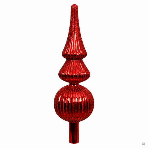 Baumspitze Glas weihnachtsrot 7.2x7.2x31cm KEINE VARIANTE DRIN