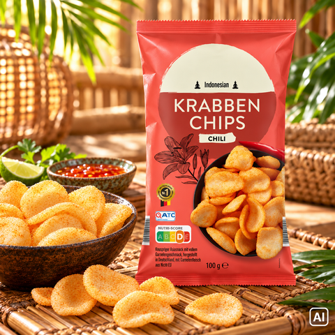 Krupuk Krabbenchips Chili Geschmack 100g