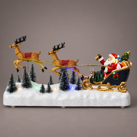 LED Szene Santa im Schlitten bunt 11.5x39.9x20.8cm