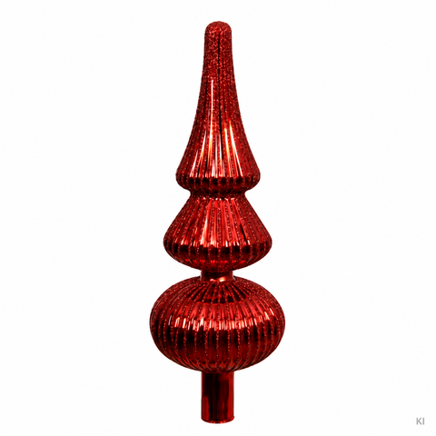 Baumspitze Glas weihnachtsrot 7.2x7.2x31cm KEINE VARIANTE DRIN