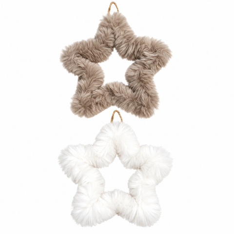 Dekoanhänger Furry, 2 sort., Stern, L 22,00 cm, H 22,00 cm, Hängevorrichtung