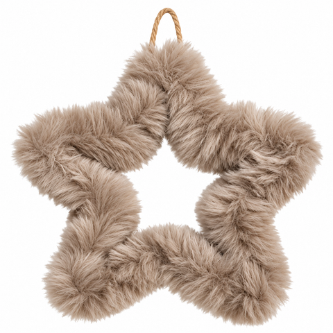 Dekoanhänger Furry, 2 sort., Stern, L 22,00 cm, H 22,00 cm, Hängevorrichtung