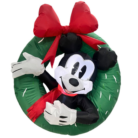 Aufblasbarer disney mickey maus kranz 75 cm mit rotem schleifen und schal für weihnachtsdekoration