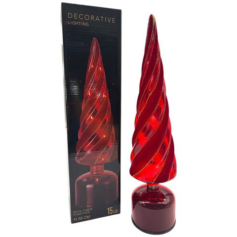 Drehender beleuchteter Weihnachtsbaum aus Glas ca. 39cm
