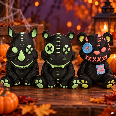 Horror Tier sitzend "Glow in the Dark" klein