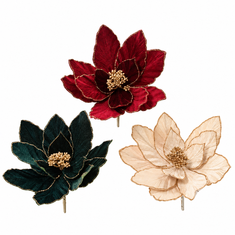Poinsettia auf Clip Samt 28x13cm
