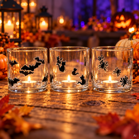 Windlicht Glas Tiere schwarz 10x10x10 cm
