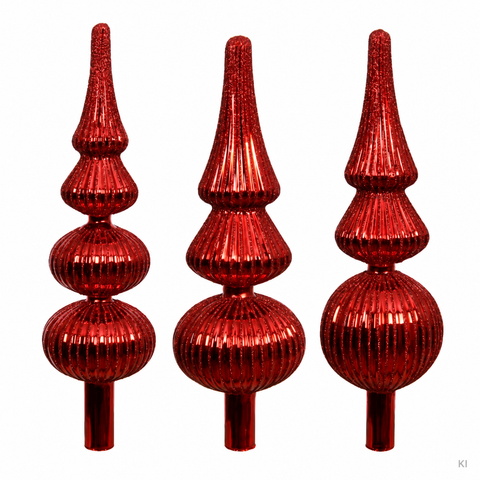 Baumspitze Glas weihnachtsrot 7.2x7.2x31cm KEINE VARIANTE DRIN