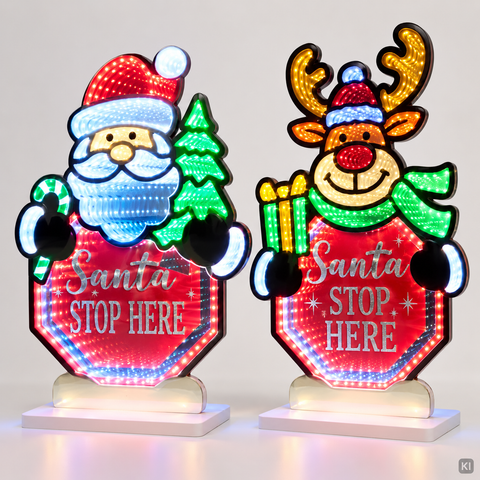 LED Infinity „Santa stop here“ 40.5 cm