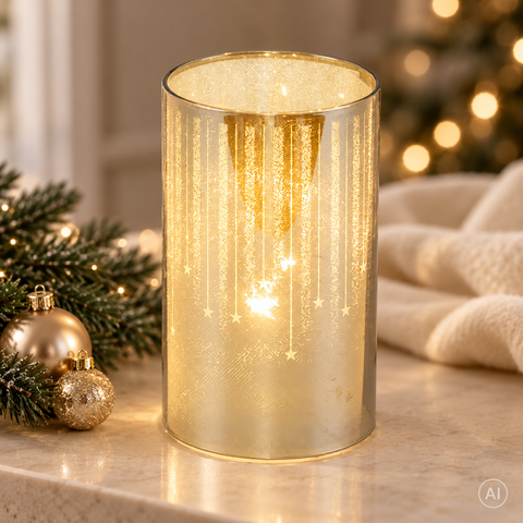 LED-Glaswindlicht silber 9x9x15cm