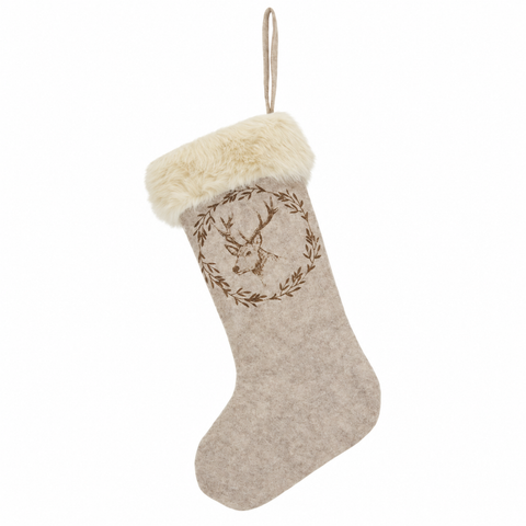 Weihnachtsstrumpf aus Filz mit Rentiermotiv – 25×45 cm