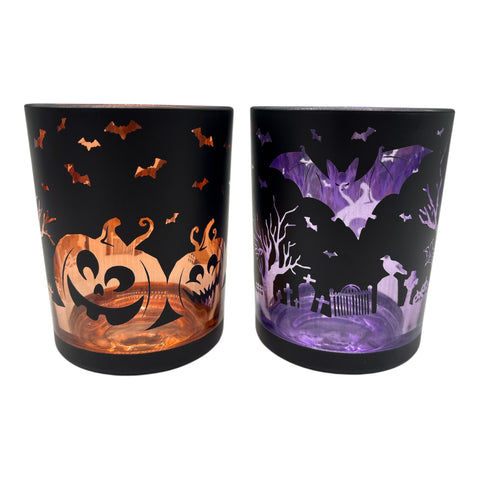 Glaswindlicht Halloween 10x10x12 cm groß