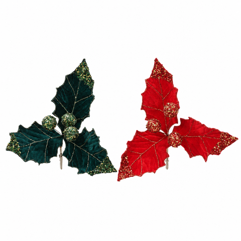 Ilex auf Clip Samt 30x15cm