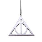 Silbernes 3d-ornament deathly hallows mit dreieckiger form und kreisförmigem design aus metall