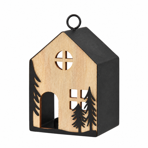 Anhänger Haus schwarz 9x7x14.5cm