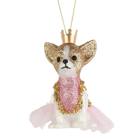 Hund polystyren rosa gold 6.2x3.8x10.6cm