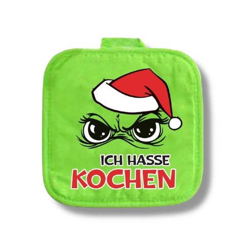 Topflappen "Festtagsmuffel", 18x18x1cm Muffel Top Ten Ich hasse kochen