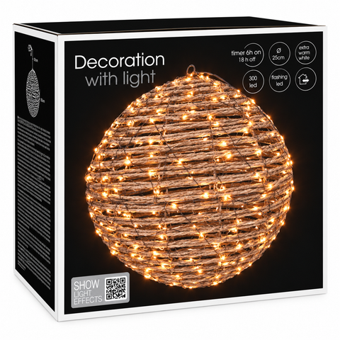 Kugel 300LED 25cm warmweiß