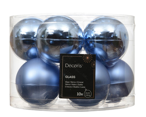 Kugeln Glas Emaille 10er Dämmerungsblau 6cm