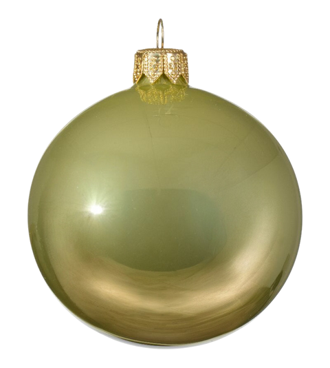Kugeln Glas Emaille 10er Warm Pistazie 6cm