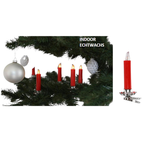 Led-christbaumkerzen 10er-set rot mit silbernen metallbasen für indoor weihnachtsbaumschmuck