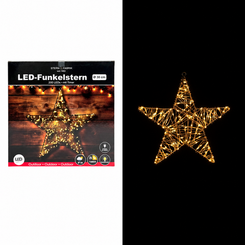 LED "Funkel-Stern" Ø30cm 200 LEDs warmweiß