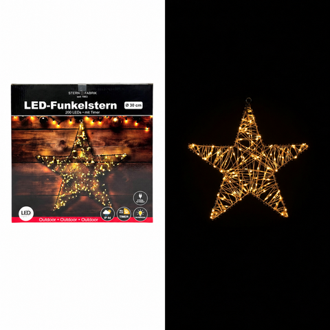 LED "Funkel-Stern" Ø30cm 200 LEDs warmweiß