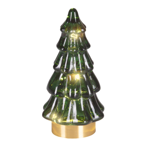 LED Baum Glas grün warmweiße LED 6x12.8cm