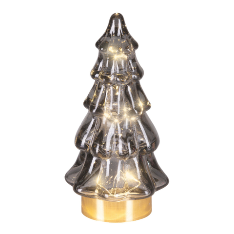 LED Baum Glas rauchgrau warmweiß 6x12.8cm