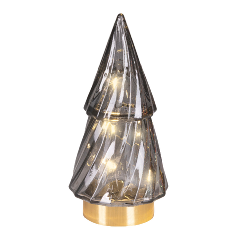 LED Baum Glas rauchgrau warmweiß 6x12.8cm