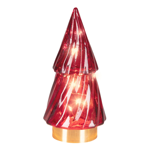 LED Baum Glas rot warmweiße LED 6x12.8cm