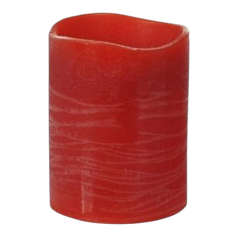 Led-kerze parvo rot 7x10cm mit strukturierter, welliger oberfläche aus rotem kunstwachs