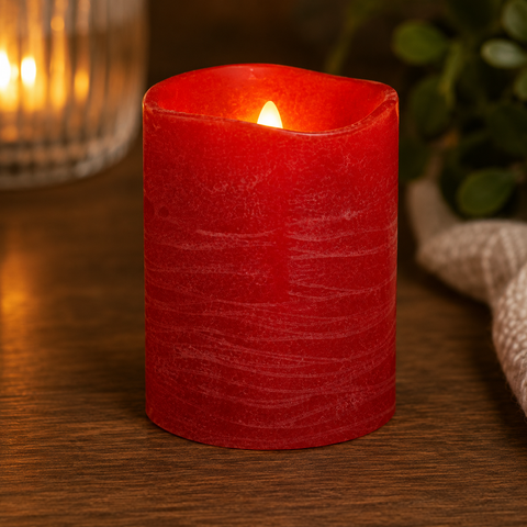 LED-Kerze PARVO rot 7,5x10cm